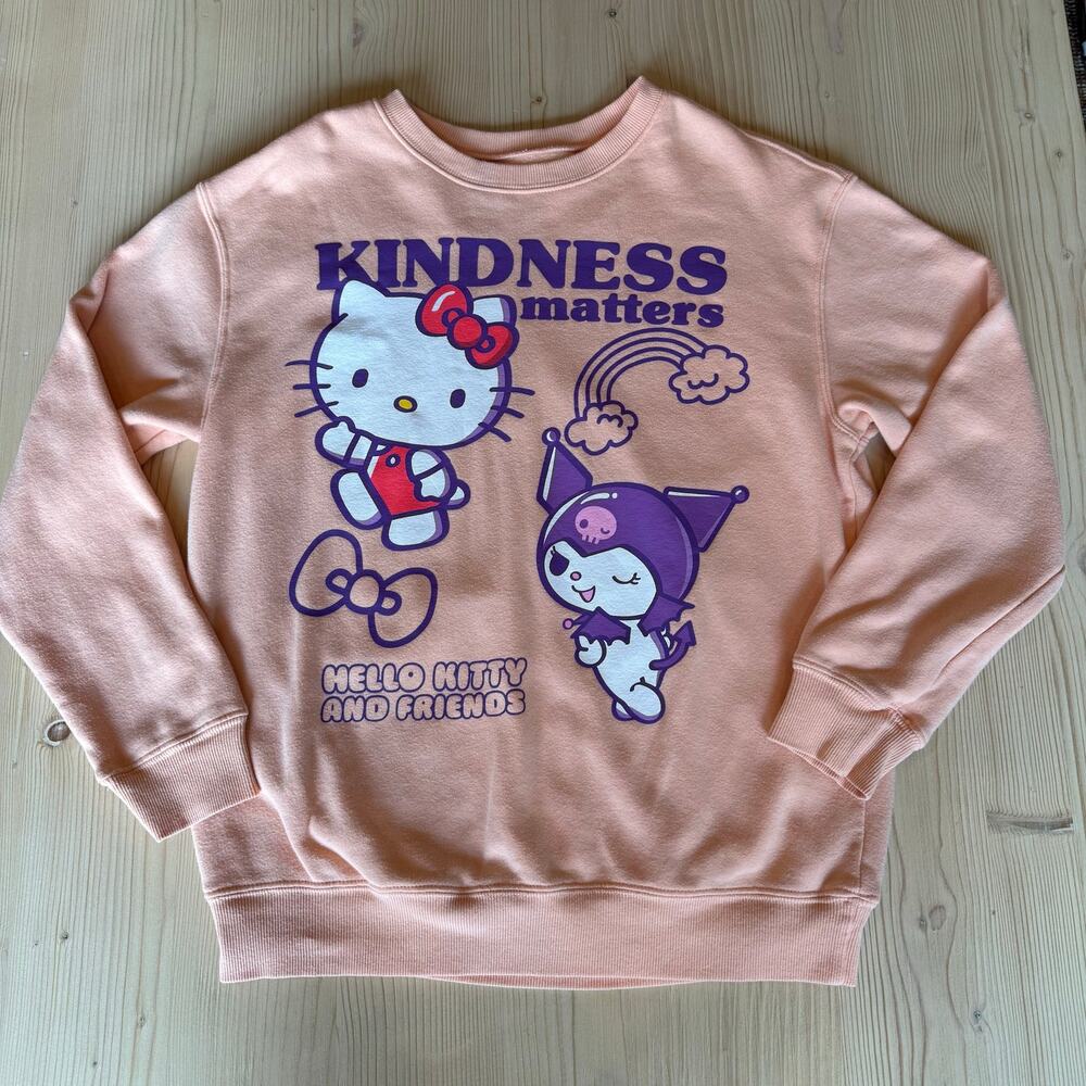 Sanrio Hello Kitty Kuromi Womens Cotton Peach Kindness Matters Sweatshirt S